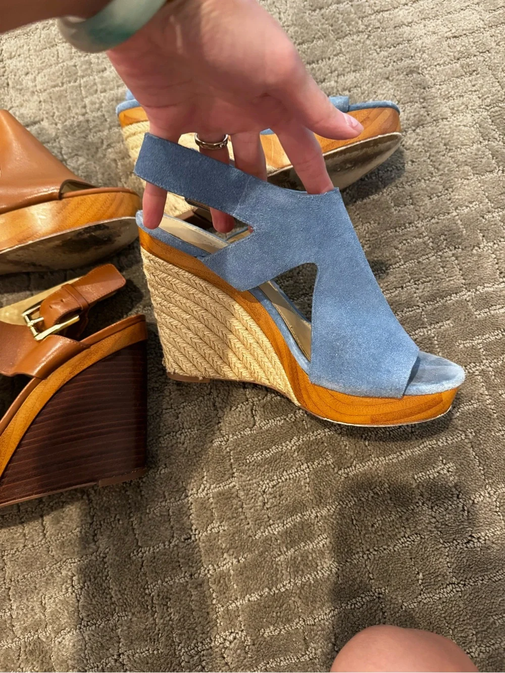 2 Michael Kors Wedges - Brown and Blue Suede/Leather